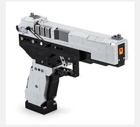 Black gun pistol toy blaster with detachable magazine and orange muzzle for CaDA C81009W