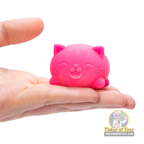 Pink cat-shaped putty held in an open hand for Schylling CCTND