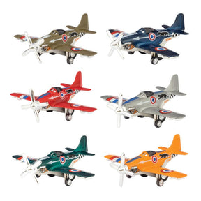 Assortment of diecast model airplanes in various colors and designs for Schylling DCAP