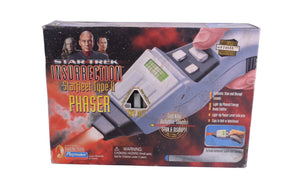 Toy phaser blaster toy packaging featuring Star Trek characters for Playmates 65088