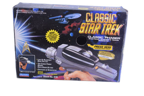 Toy phaser replica from Star Trek, packaged for play for Playmates 6118