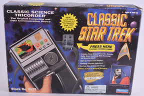 Toy tricorder prop for Star Trek, showing controls and display screen for Playmates 6125