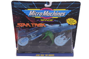 Three Star Trek spacecraft models: Excelsior, Klingon Bird of Prey, and Reliant for Galoob Micro Machines 65882