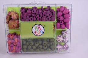 Assortment of colorful beads in a clear storage case for crafting for BBTOO 771
