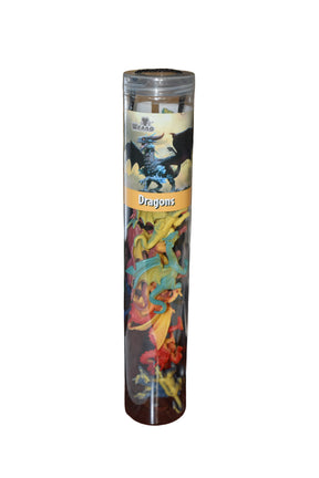 Tube of colorful dragon-themed animal figures for Wenno 6258