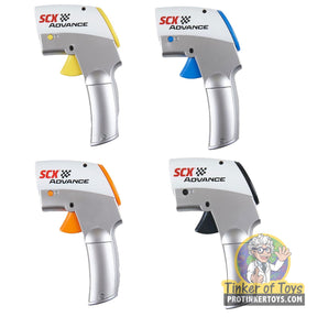 Four views of the SCX Advance wireless hand control, showing different color accents for E10408X200