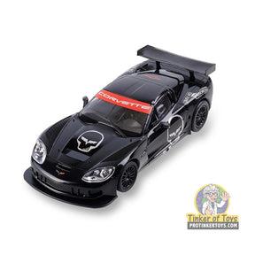 Black Corvette C6R remote-controlled car with skull graphics for SCX Advance E10431X300