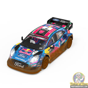 Red Bull Ford Puma WRC car model with Kenya mud effect for SCX Advance E10481X300