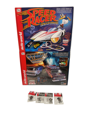 Two combo race sets: Speed Racer and Storm Racer electric slot car sets for Bryans Bargains Bargain 1