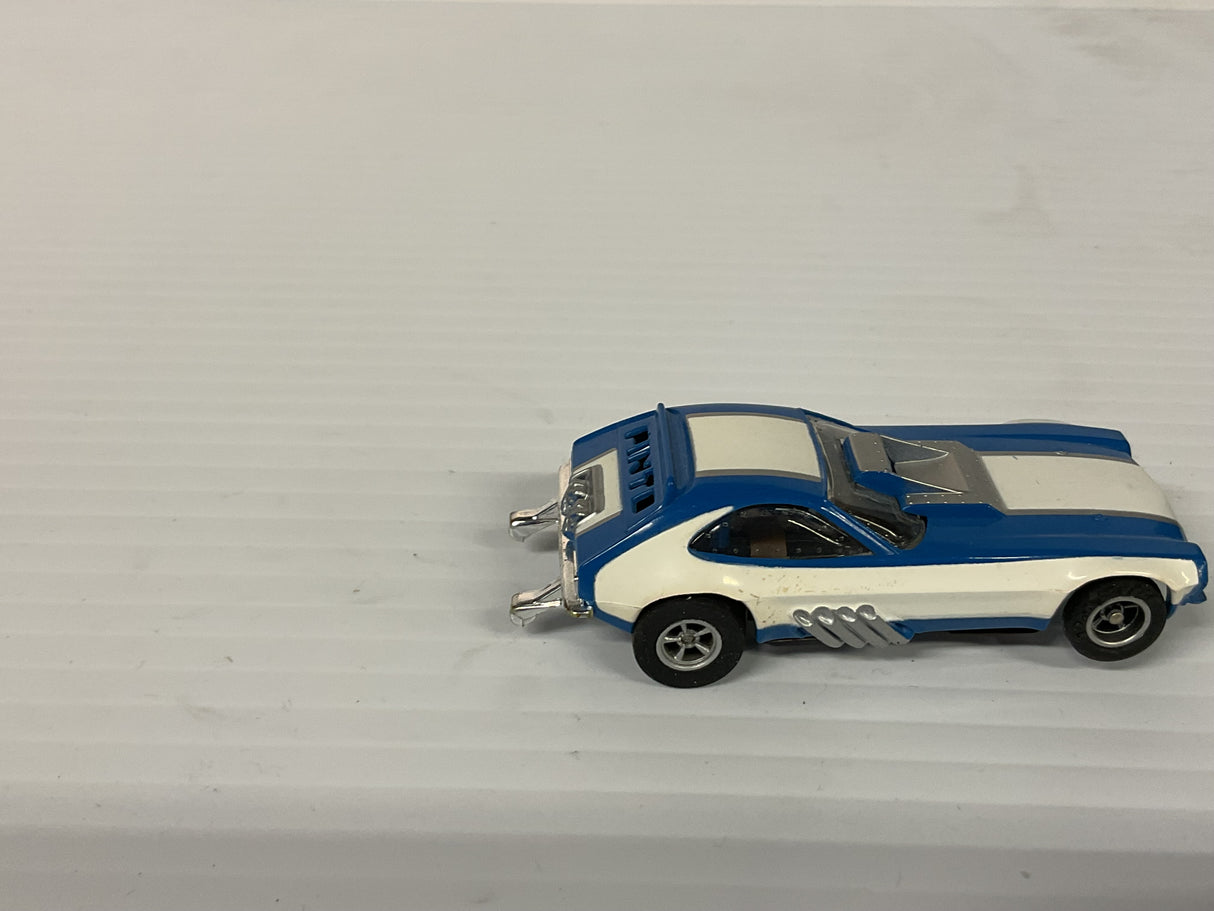 Aurora AFX non-magnatraction Pinto Funny Car Lime Blue/White (Fine Shape) | 1761 | Aurora - AFX