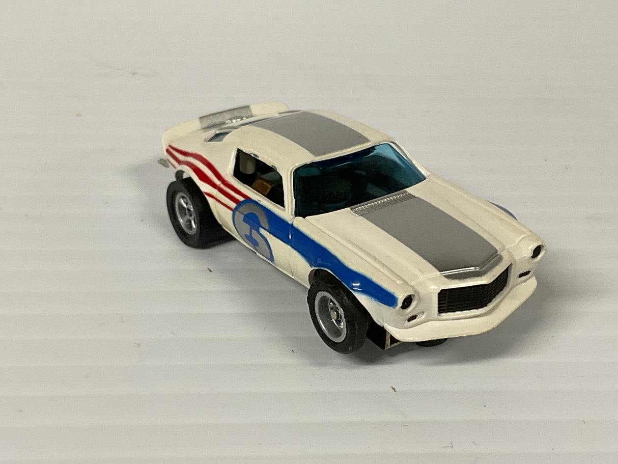 Aurora AFX non-magnatraction Trans Am Camero white/red/blue/silver #6  | 1756| Aurora - AFX