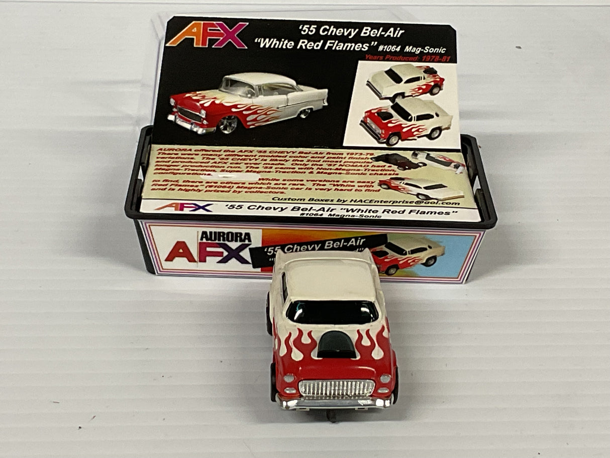 Aurora AFX 1955 Chevy Bel-Air "White Red Flames" Mag-Sonic  | 1064 | Aurora - AFX