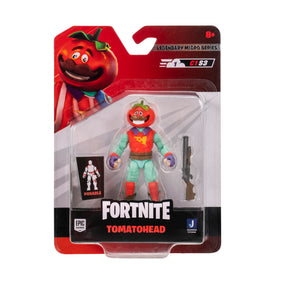 Action figure of Tomatohead from Fortnite, packaged with a small weapon for FNT0948, package view, product view 1