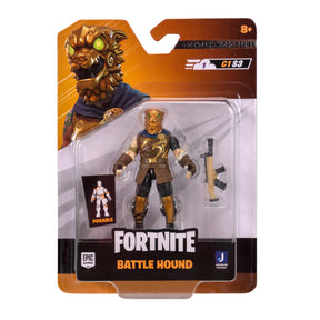 Action figure of Battle Hound from Fortnite, packaged for display for FNT0959, package view, product view 1