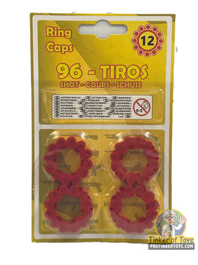 Red and gold ring caps for shooting toy, 96 count for Gonher 96/14