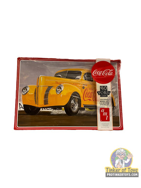 Yellow 1940 Ford Coupe Coca-Cola model kit box art for AMT AMT1346M, package view, product view 1
