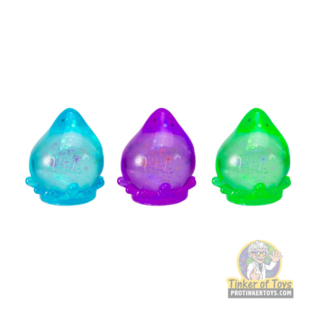 Three colorful, dome-shaped bath toys: blue, purple, and green for Schylling GDRDND