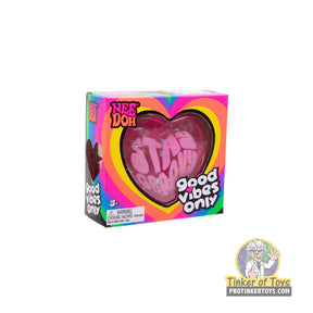 Boxed toy: Good Vibes Only Needoh, heart design, colorful packaging for Schylling GVND