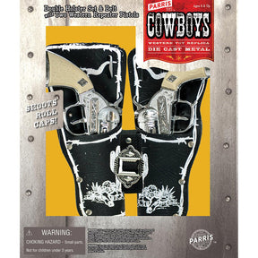 Double holster with two western replica die-cast metal pistols for Parris Toys 5506