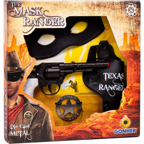 Toy gun and mask set with western theme on a brown background for Gonher 680/6