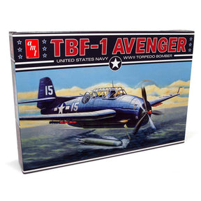 TBF-1 Avenger torpedo bomber kit box art showing the plane in flight for AMT AMT1377