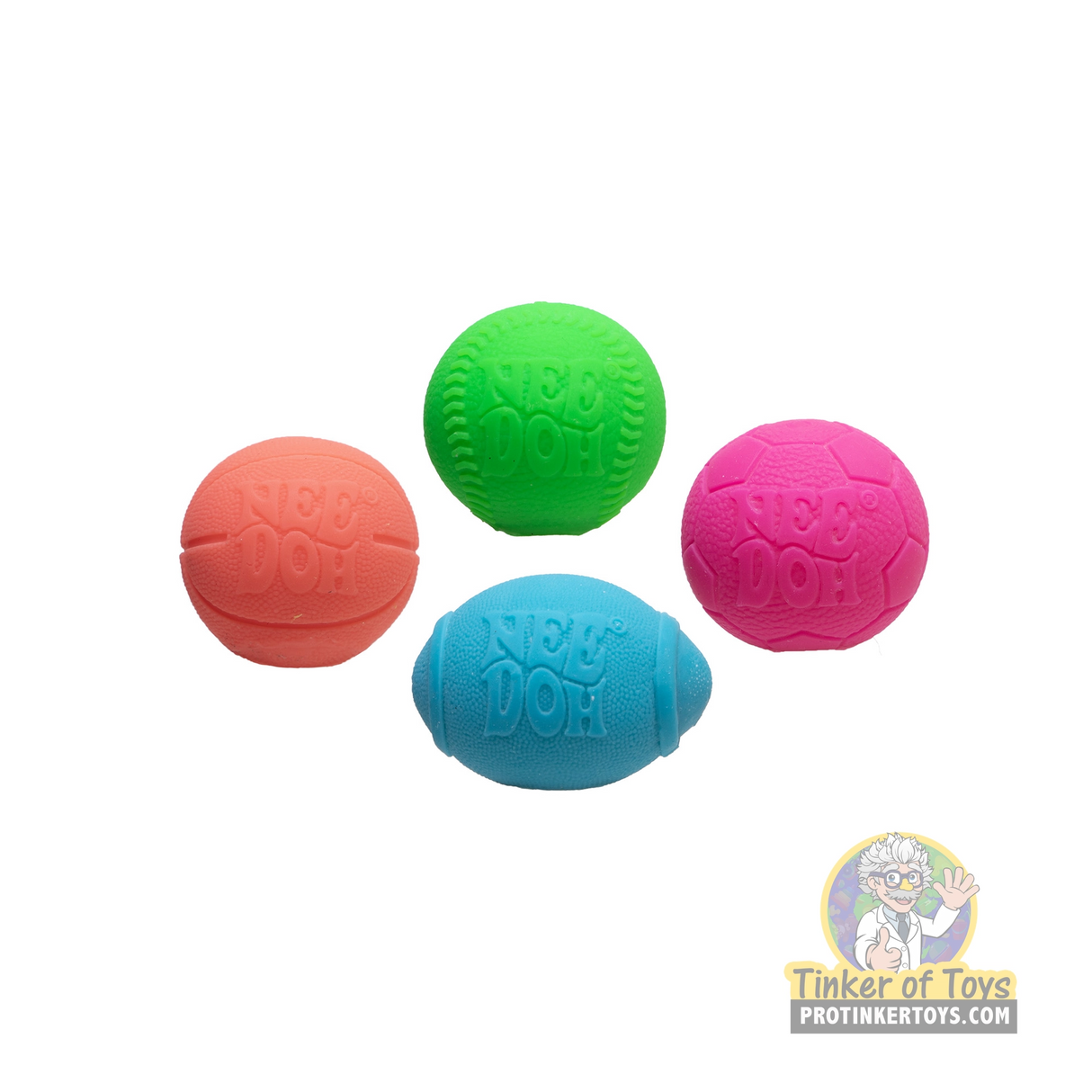 Assortment of colorful, squishy Nee Doh toys for HSTND