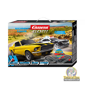 Yellow Mustang and black car race set with track pieces for Carrera Go 20063519