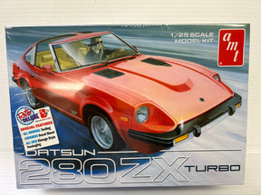Red Datsun 280ZX Turbo model kit box art for AMT AMT1372