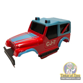 Red and blue toy Jeep CJ-7 toy vehicle for Tyco B6904