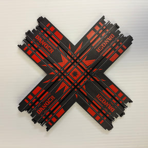 Crossed train track pieces with red "DANGER" lettering for Auto World HU016