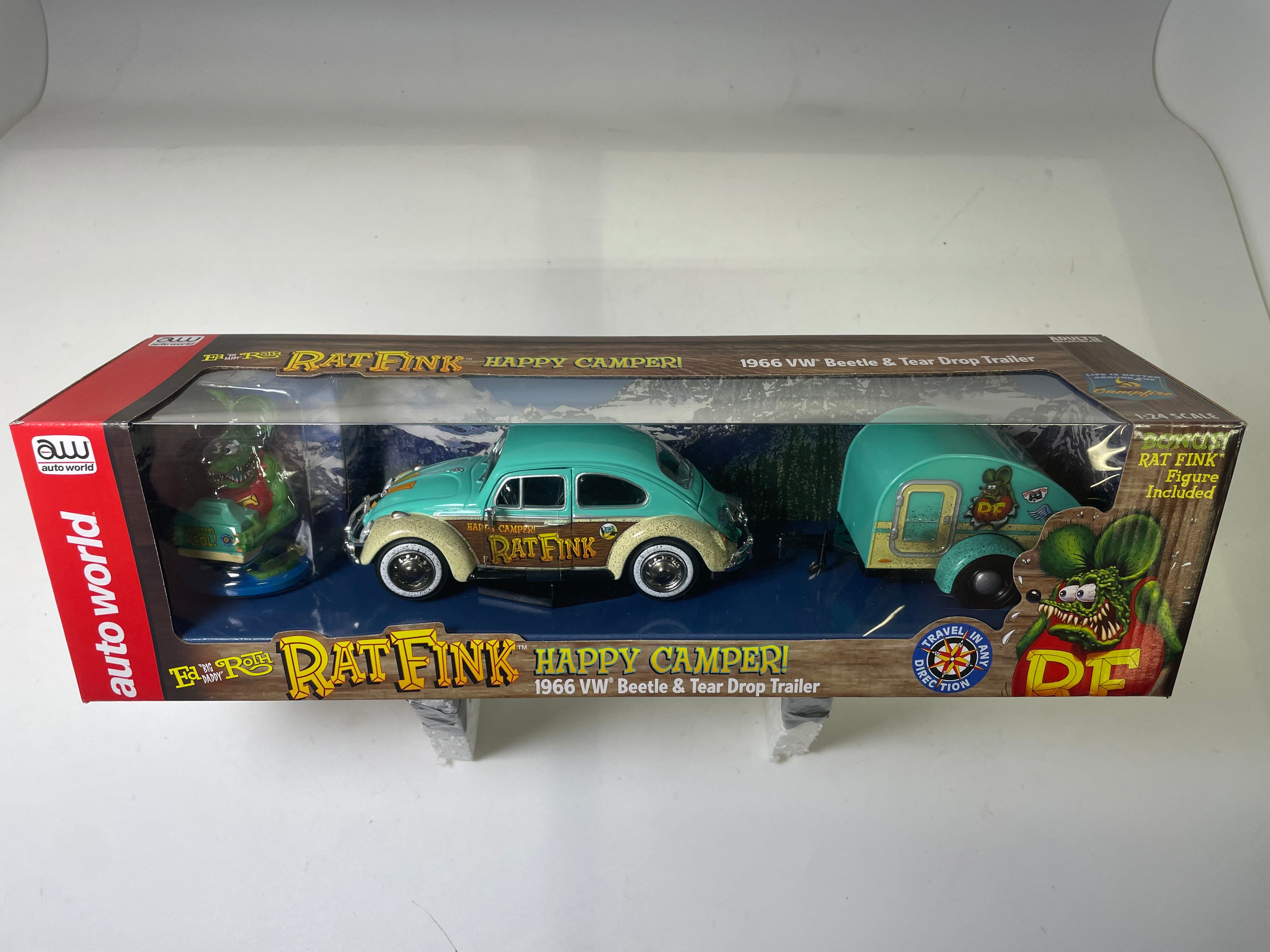 Second Chance Rat Fink 1966 VW Beetle w/ Tear Drop Trailer w/ Rat