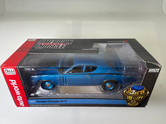 Second Chance 1971 Dodge Charger R/T , GB5 Bright Metallic Blue 1:18 scale Diecast Car | AMM1274 | Round2