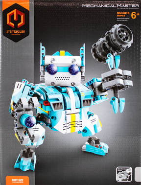 Robot model kit box art showing a blue and white mechanical figure for iM.Master IMM6816
