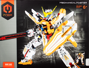 Robot model kit, white and yellow, with a long red weapon for iM.Master IMM6821