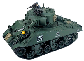 Green M4A3 Sherman tank model with crew figures, 1/18 scale RC replica for Tank Force IMX18909