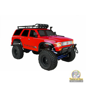 Red remote-controlled SUV crawler truck with large off-road tires for IMEX 22020, front view