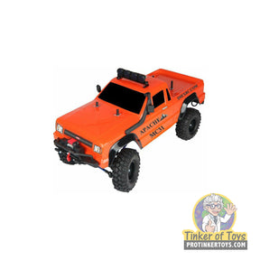 Orange 1/10 scale Apache Crawler brushed truck for remote control for IMEX 22025, rear view