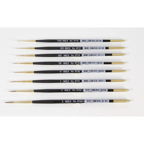 Set of sable paint brushes in various sizes, labeled with IMEX numbers for IMX9716-23