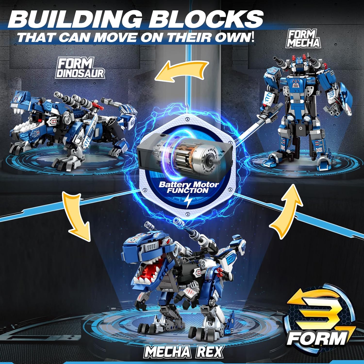 MECHA DINO T-REX 3 IN 1 DINOSAUR TRANSFORMER (940 PCS) | 33002 | REOBRIX