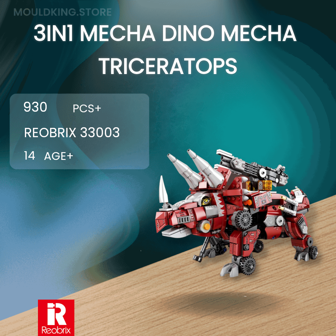 MECHA DINO TRICERATOPS 3 IN 1 DINOSAUR TRANSFORMER (930 PCS) | 33003 | REOBRIX