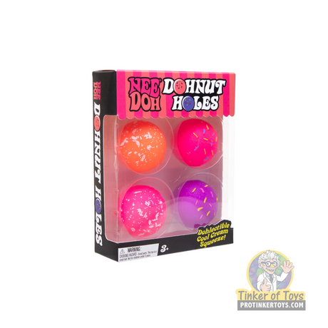 Pack of colorful, squishy donut holes for tactile play for Schylling MPDHTND