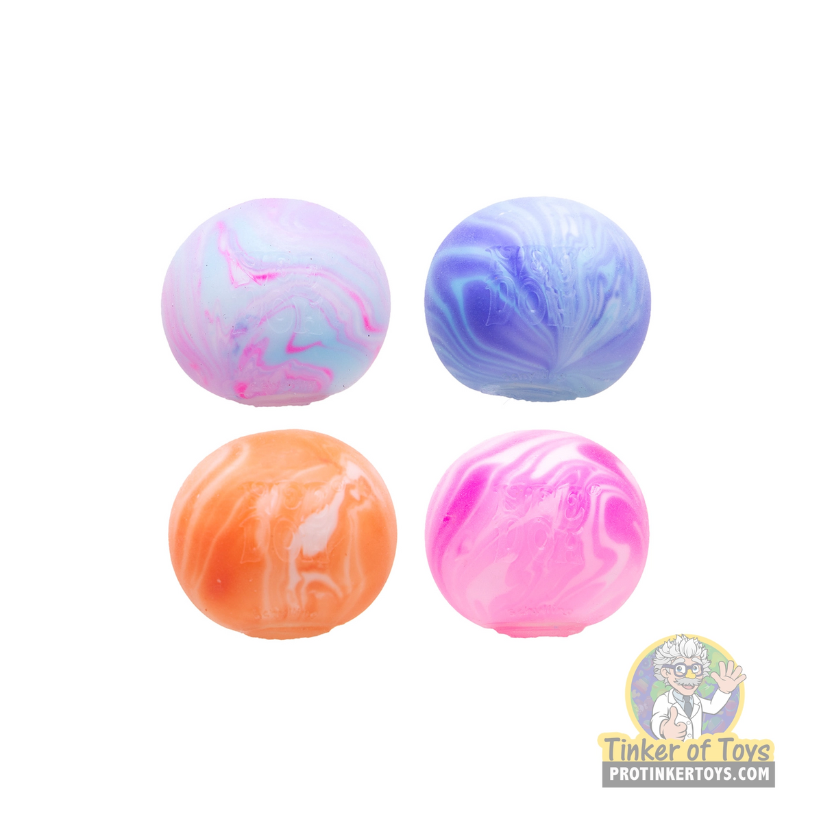 Swirl candy balls in pastel colors: pink, blue, and orange for Schylling MPTSWND