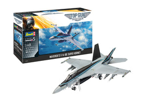 Model kit box and assembled F/A-18E Super Hornet aircraft for Revell 03864