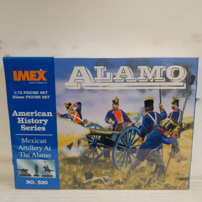 Model kit box art: Mexican artillery at the Alamo, 1:72 scale figures for IMEX 520
