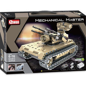 RC anti-aircraft tank building set with remote control, tan color for Qihui QIH08012