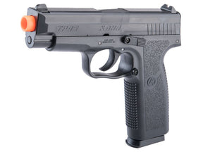 Black airsoft pistol with orange tip and textured grip for Evike AP-420104-US