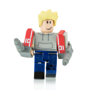 Action figure of a blond character with a red backpack, standing upright for Roblox ROBO590