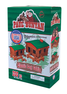 Wooden log cabin building set box with 200 pieces for ages 3+ for Roy Toy RTCB