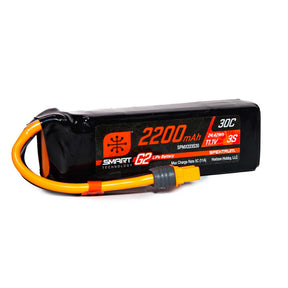 Black LiPo battery pack with orange connectors, 2200mAh, 3S, 30C rating for Spektrum SPMX2232S30