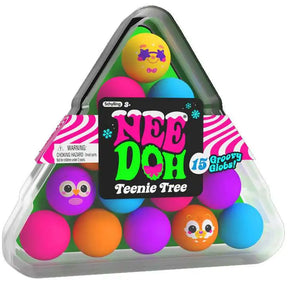 Colorful squishy globes in a festive, triangular container for Schylling SQMGT23